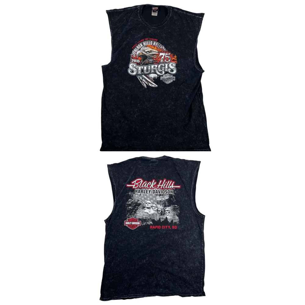 Harley-Davidson Sturgis 75th Sleeveless Shirt Mens 2XL Black Rally Mt Rushmore
